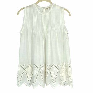 Ulla Johnson Eyelet Crochet Sleeveless Tank Top